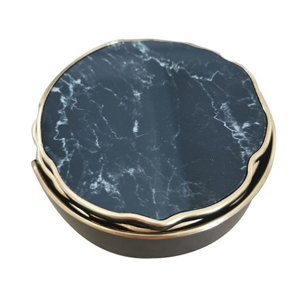 6er Glasuntersetzer Set schwarz gold Marble 007
