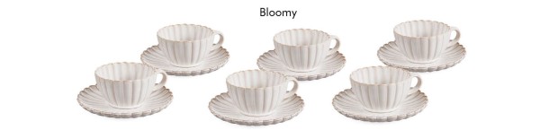 Bloomy Kaffeetassen Set für 6 Personen
