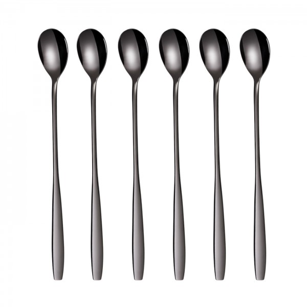 Longdrinklöffel 6er Set Edelstahl schwarz