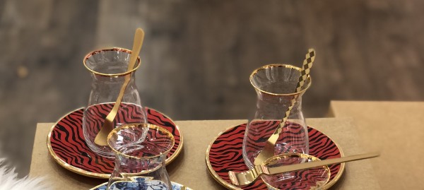 Design Teegläser Set Jade Rot schwarz