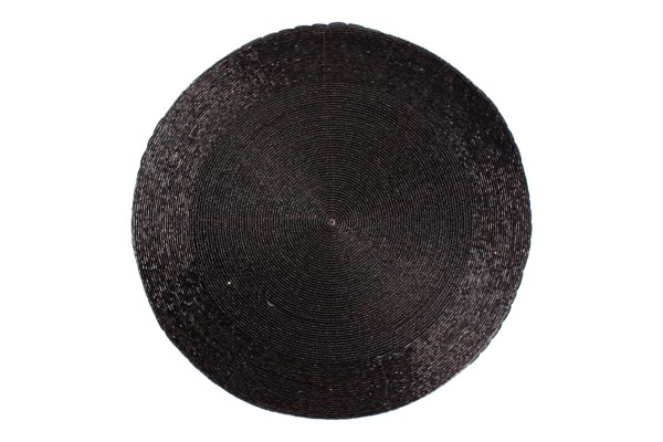 Platzset 35 cm rund schwarz Perlen