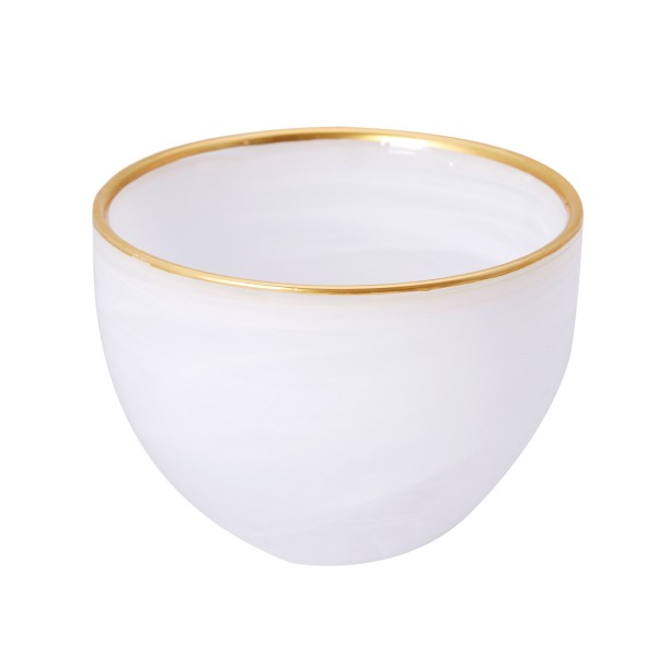 Karaca Soho tiefe Snackschale weiss gold umrandet rund