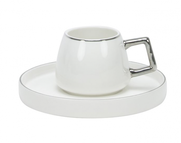 Julius weiss silber Mokkatassen 6er Set silber umrandet