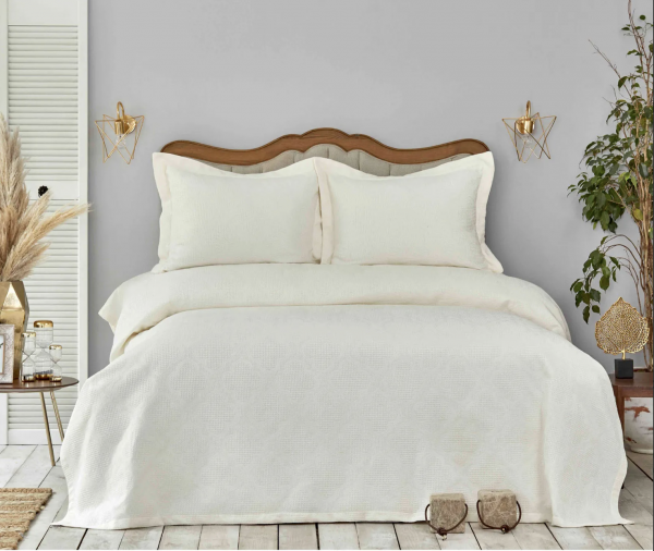 Karaca Home Bettüberwurf Set Liya Ekru Off White