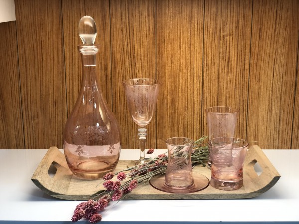 Gläser Set rosa mit Gravur 36 teilig