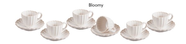Bloomy Mokkatassen Set für 6 Personen