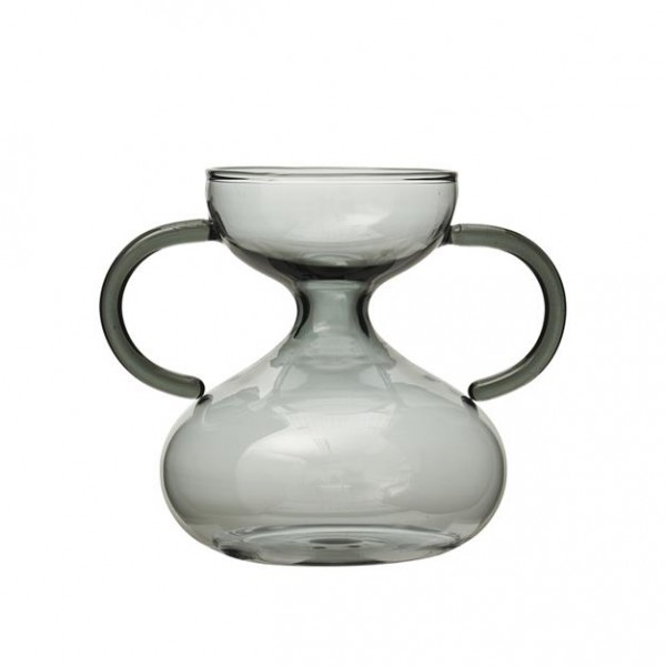 Vase mit Henkel grau aus Glas 13x10 x H 11 cm