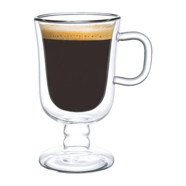 2er Latte Macchiato Gläser mit Henkel auf Fuß doppelwandig