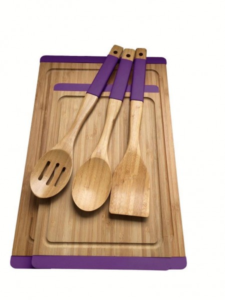 Neva Sweet Serie Lila Bambus Schneidebrett Set 5-tlg. N2378