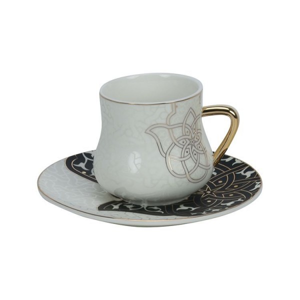 6er Mokkatassen Set Hamsa gold schwarz