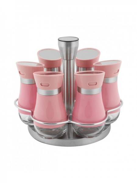 Gewürzdosen Set drehbar 7 tlg. rosa