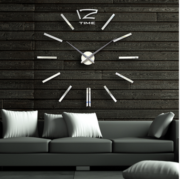 XXL Wanduhr DIY 3d Silber verspiegelt