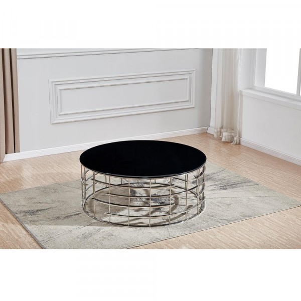 Couchtisch rund Roundy silber schwarz