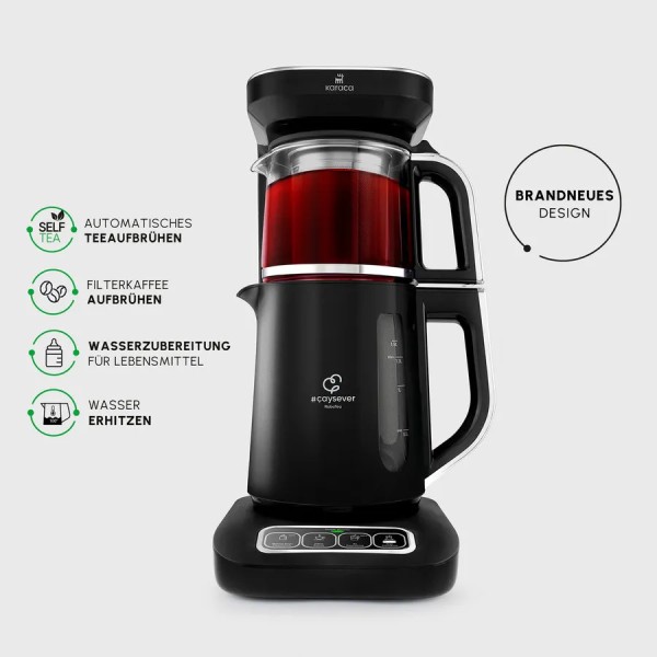 Karaca Caysever Robotea Pro 4 in 1 sprechender automatischer Teekocher schwarz Chrome