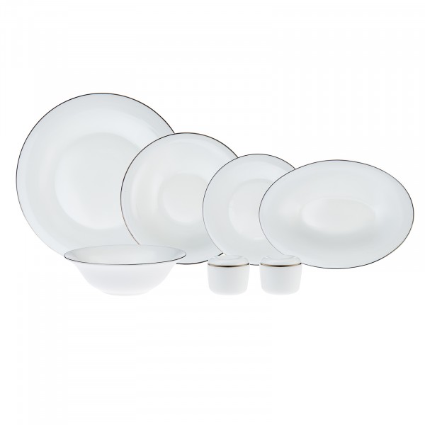 Karaca Fine Pearl Elizabeth Geschirrset 28 teilig Platinum silber umrandet