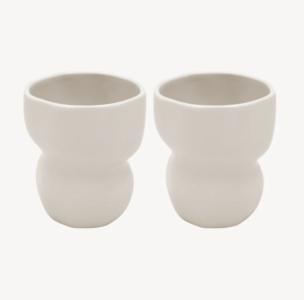 2er Organic Matt Beige Keramik Becher - 400ml