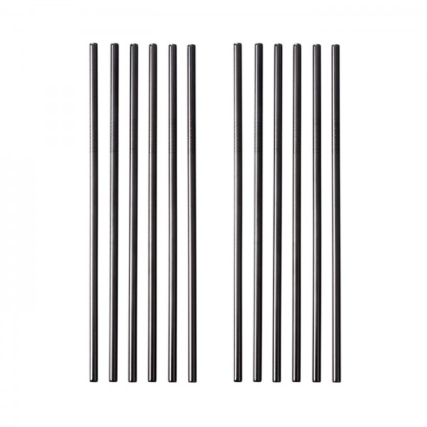 Edelstahl Trinkhalm 12er Set schwarz 21,5 cm gerade