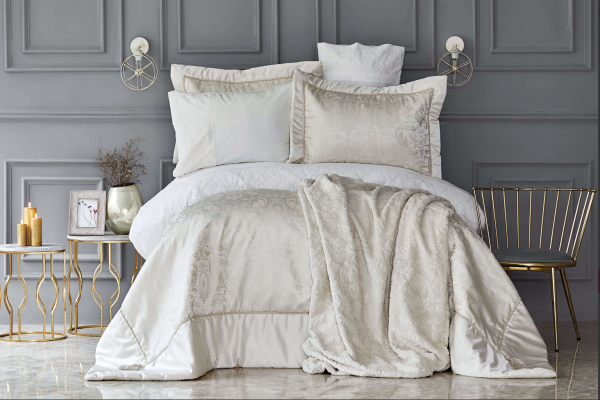 Karaca Home Silvio Gold 10 tlg. Bettüberwurf Set Mitgift Set