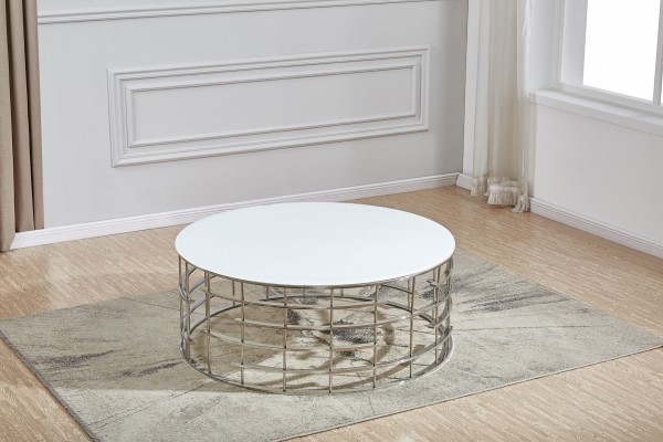 Couchtisch rund Roundy silber weiss