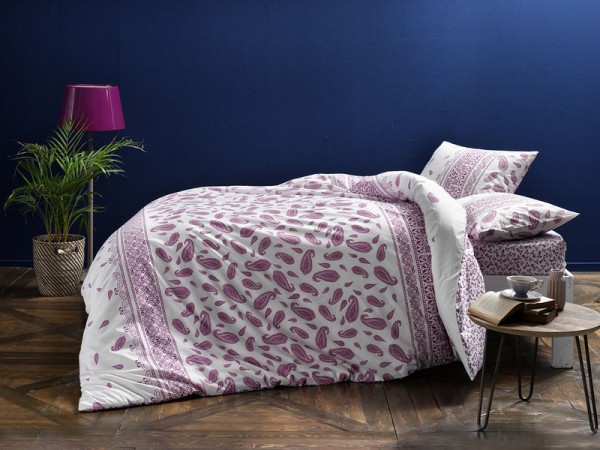 Tac Bettwäsche 200x220cm 4 tlg. Balin lila 100% Baumwolle Ranforce