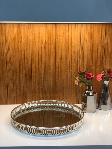 Spiegeltablett rund silber 31 cm