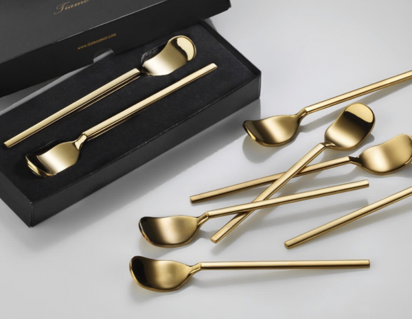 6er Teelöffel Set Amor gold glänzend