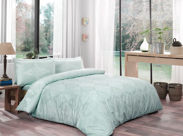 Tac Bettwäsche 200x220cm 4 tlg. Blanche mint 100% Baumwolle