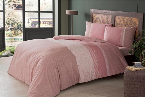 Tac Bettwäsche 160x220 cm Marlie rosa 100% Baumwolle Ranforce