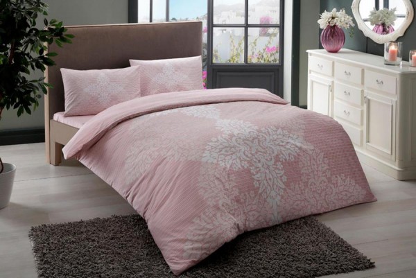 Tac Bettwäsche 160x220 cm Janna rosa 100% Baumwolle Ranforce