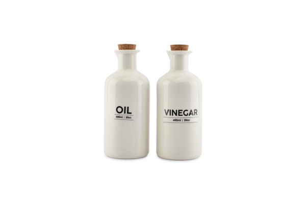 Öl- und Essigflasche Cucina set 60cl weiß