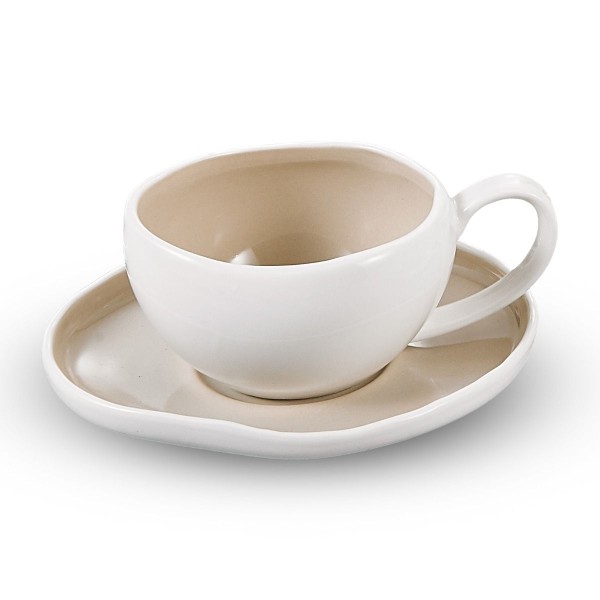 Barles Beige Espressotassen Set mit Untertasse für 6 Personen