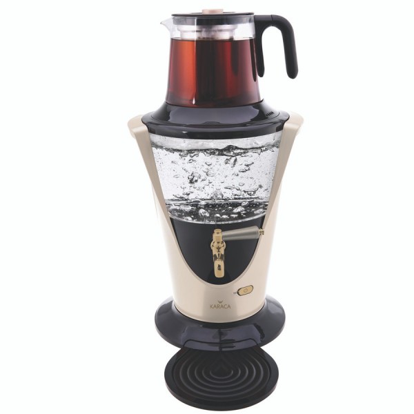 Karaca Retro Glas Teekocher Samowar Creme