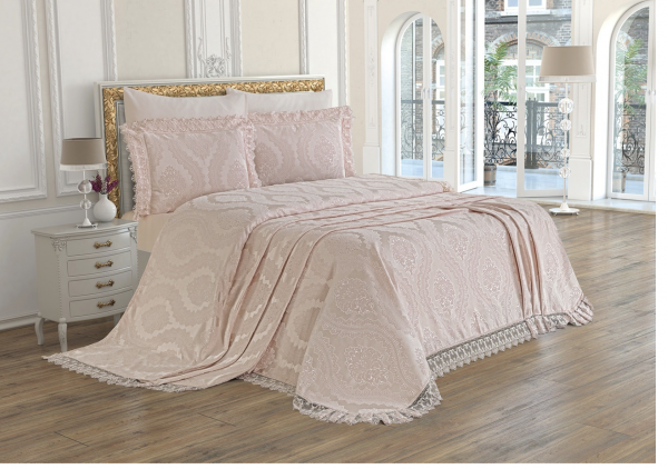 Bettüberwurf Violet rosa Tagesdecke Set 6 teilig