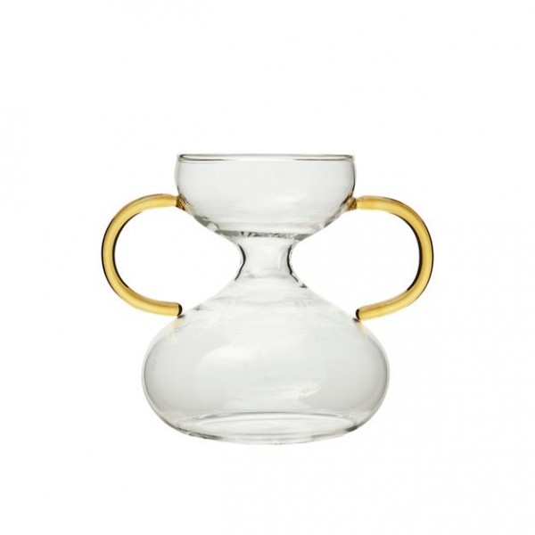 Vase mit Henkel Gelb aus Glas 13x10 x H 11 cm