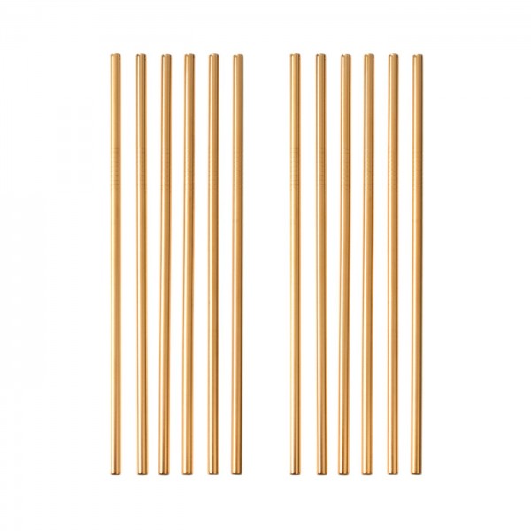 Edelstahl Trinkhalm 12er Set Gold 21,5 cm gerade