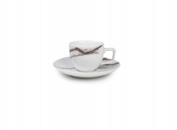 Marble Mokkatasse mit Unterteller 4er Set Marmor