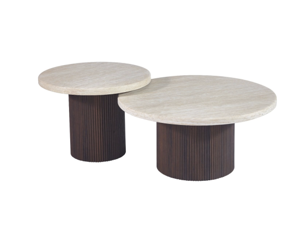 Couchtisch Paterno 2er Set Travertin-braun