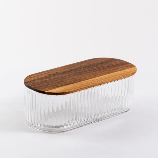 Glasschale mit Holzdeckel 26cm- Canister