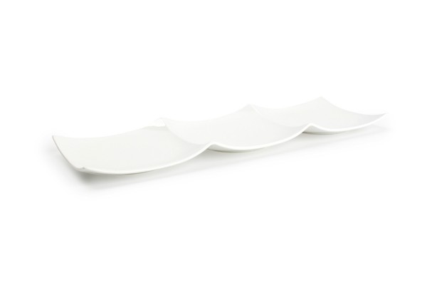Porzellan Platte geteilt 37x12 cm Servierplatte