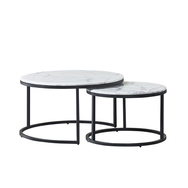 Couchtisch Mesina 2er Set Schwarz matt Marble