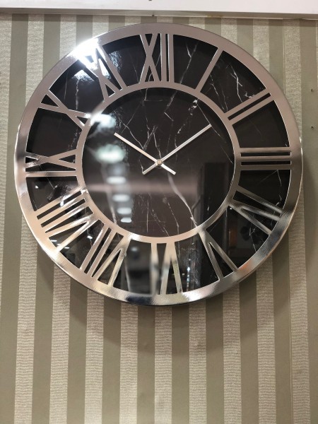 Wanduhr Marble schwarz Marmor