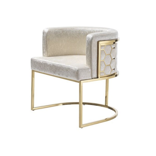 Esszimmerstuhl Piceen beige gold Sessel wabenmuster