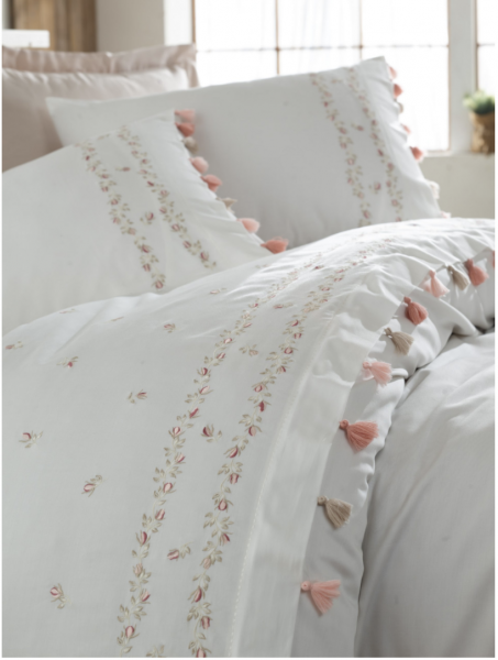 Mako Satin Bettwäsche 200x220 cm Royal bestickt 6 tlg