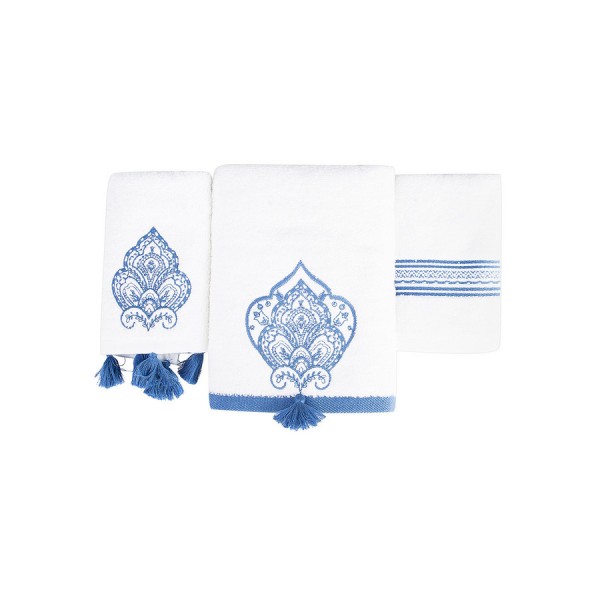 Handtücher Set Thalia blau mit Quasten