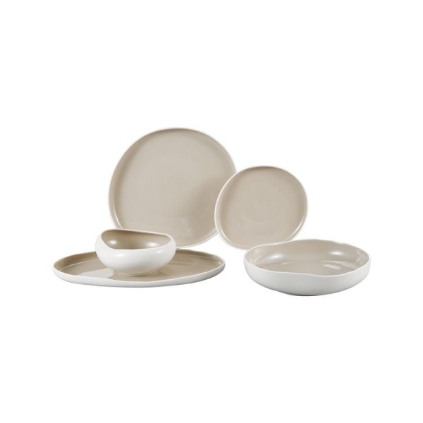 Barles Beige Geschirrset 25 tlg. für 6 Personen Beige - weiß