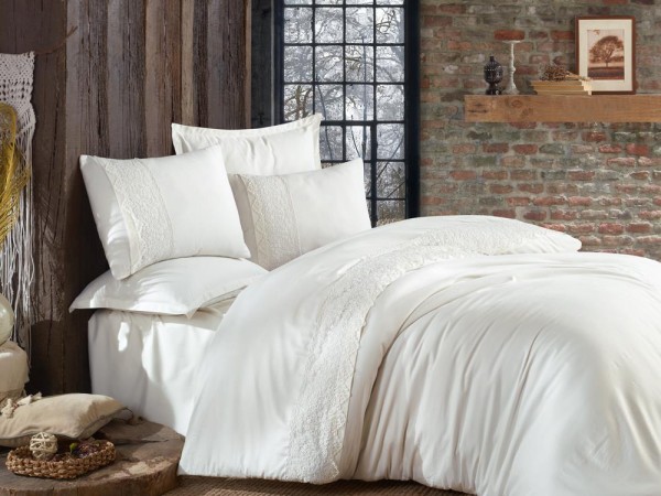 Mako Satin Bettwäsche 6tlg. 200x220cm Giza creme