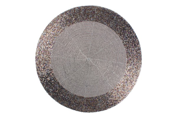 Platzset rund mit Perlen taupe 35 cm