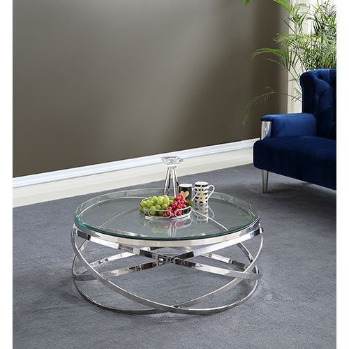 Trento silber Couchtisch Klarglas 100 cm