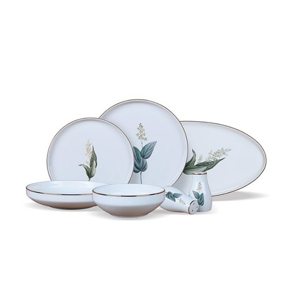 Lunel Flower 27 tlg. Geschirrset gold umrandet