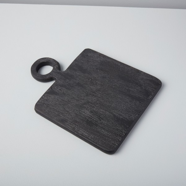 Servierbrett Schwarz klein aus Mangoholz Servierplatte rechteckig 27,5x 19,5cm